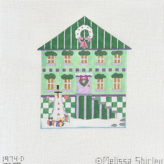 Melissa Shirley Designs Green Glitter House Needlepoint Canvas