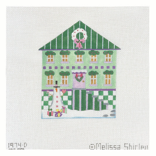 Melissa Shirley Designs Green Glitter House Needlepoint Canvas