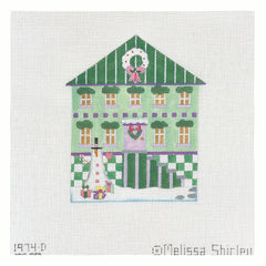 Melissa Shirley Designs Green Glitter House Needlepoint Canvas