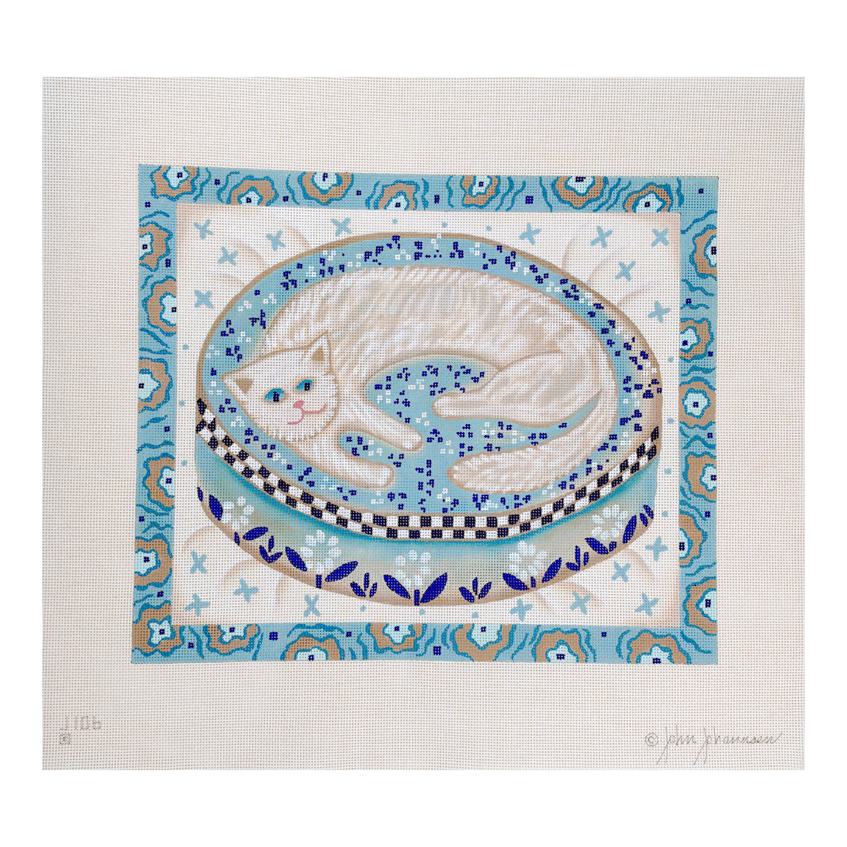 Melissa Shirley Designs John Johannsen Cat Pillow Needlepoint Canvas