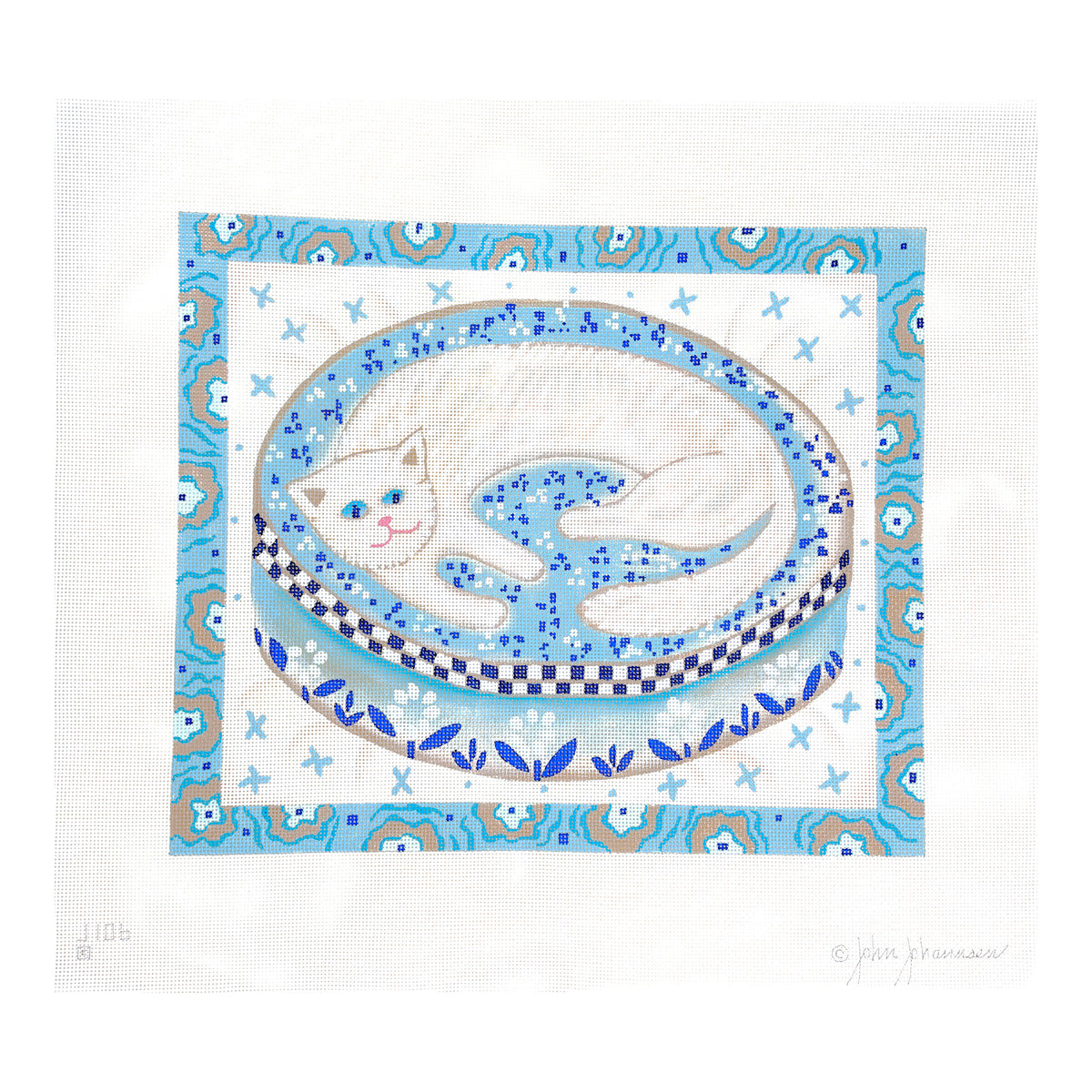Melissa Shirley Designs John Johannsen Cat Pillow Needlepoint Canvas