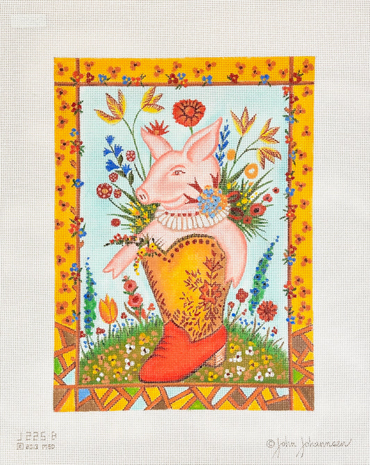 Melissa Shirley Designs John Johannsen Red Boot Needlepoint Canvas