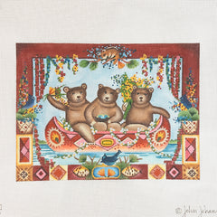 Melissa Shirley Designs John Johannsen Three Bears Canoe Needlepoint Canvas