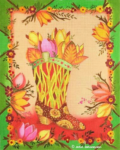 Melissa Shirley Designs John Johannsen Twiggy Boot Needlepoint Canvas