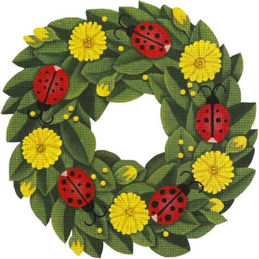 Melissa Shirley Designs Lady Bug Wreath Needlepoint Canvas
