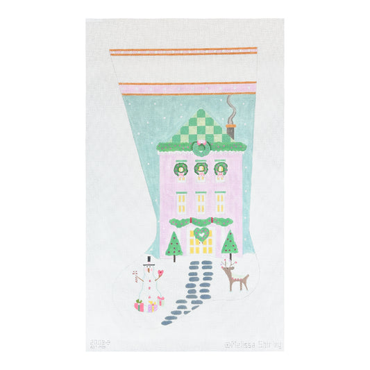Melissa Shirley Designs Lavendar Glitter House Stocking Needlepoint Canvas