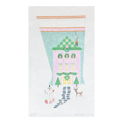 Melissa Shirley Designs Lavendar Glitter House Stocking Needlepoint Canvas