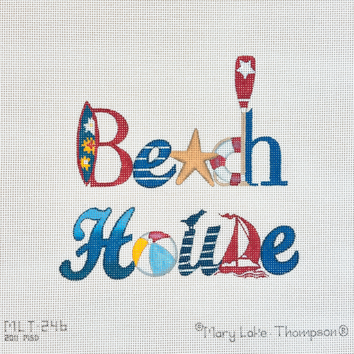 Melissa Shirley Designs Mary Lake Thompson Beach House Sign Needlepoint Canvas