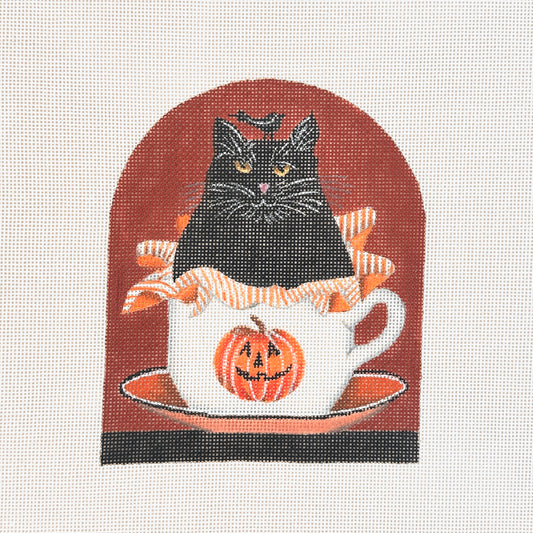 Melissa Shirley Designs Mary Lake-Thompson Halloween Cat Cup Needlepoint Canvas