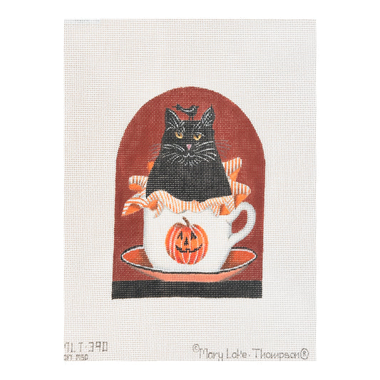 Melissa Shirley Designs Mary Lake-Thompson Halloween Cat Cup Needlepoint Canvas