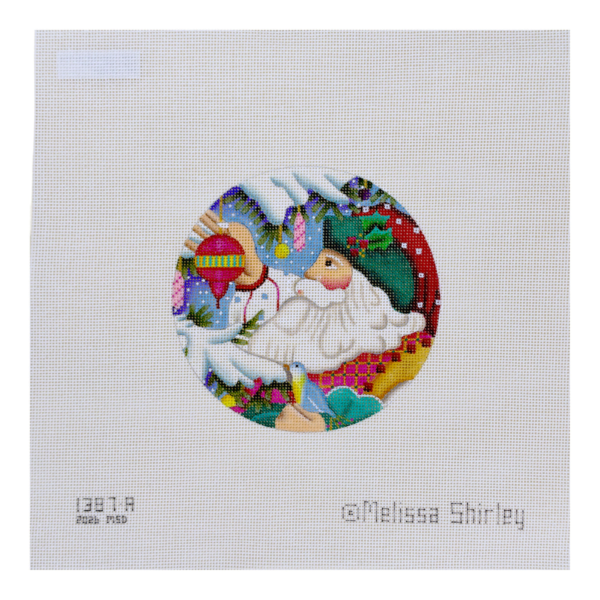 Melissa Shirley Designs Peppermint Santa Face Needlepoint Canvas