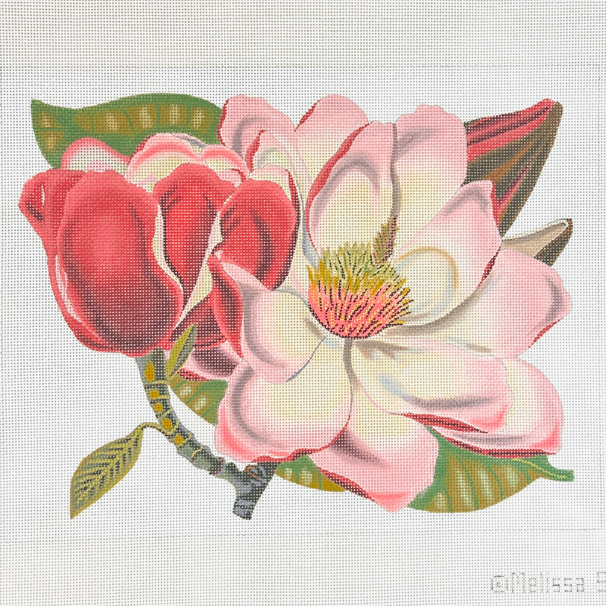 Melissa Shirley Designs Pink Magnolia Needlepoint Canvas - 13M