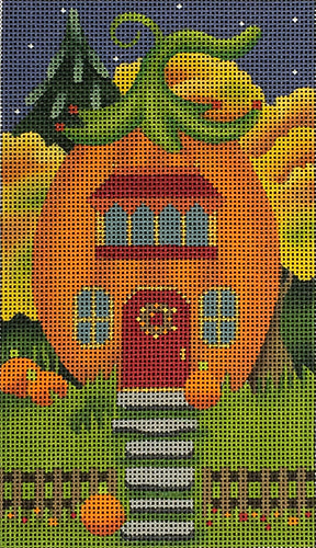 Melissa Shirley Designs Pumpkin House with Red Door Needlepoint Canvas