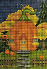 Melissa Shirley Designs Pumpkin House with Black Bird Needlepoint Canvas
