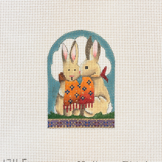 Melissa Shirley Designs Rabbits with Scarves Needlepoint Canvas