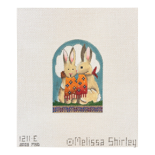 Melissa Shirley Designs Rabbits with Scarves Needlepoint Canvas