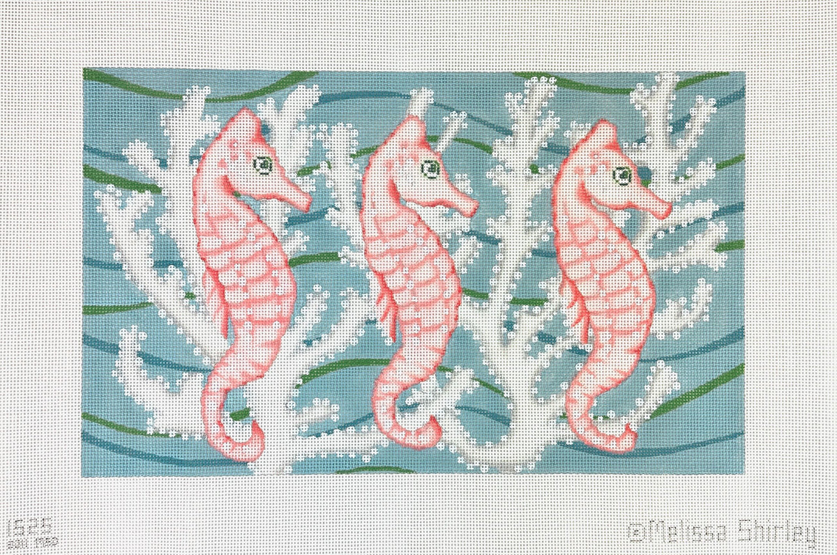 Melissa Shirley Designs Three Seahorses Needlepoint Canvas