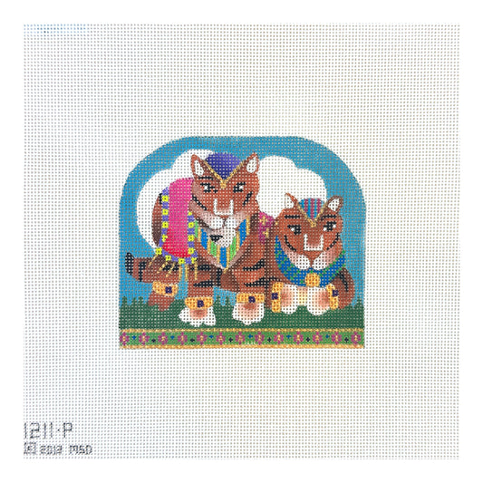 Melissa Shirley Designs Tigers with Scarves Needlepoint Canvas