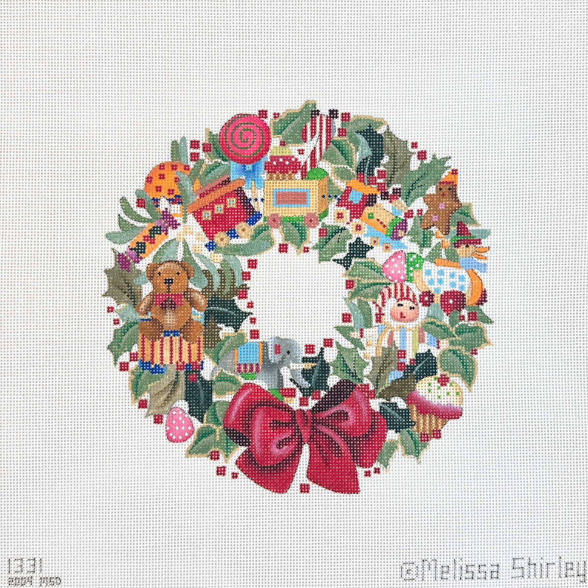 Melissa Shirley Designs Toy Wreath Needlepoint Canvas