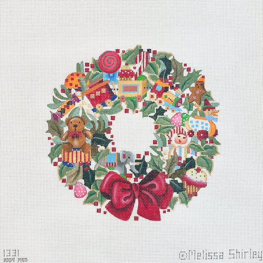 Melissa Shirley Designs Toy Wreath Needlepoint Canvas
