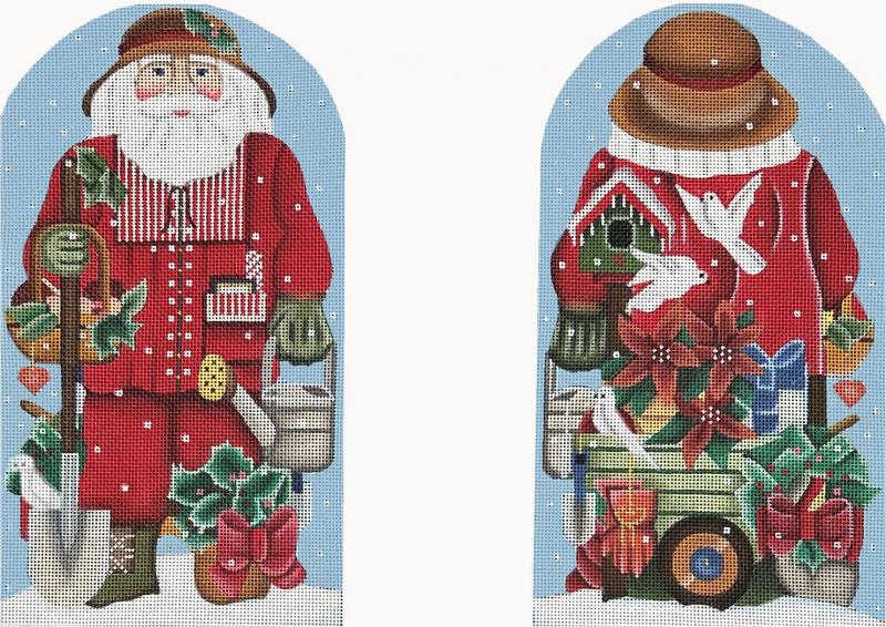 Melissa Shirley Designs Two Sided Garden Santa Needlepoint Canvas
