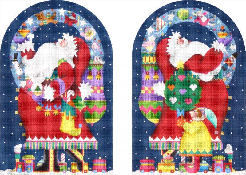 Melissa Shirley Designs Two Sided Magic Santa Dome Needlepoint Canvas