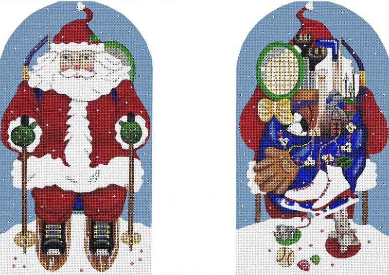 Melissa Shirley Designs Two Sided Skiing Santa Needlepoint Canvas