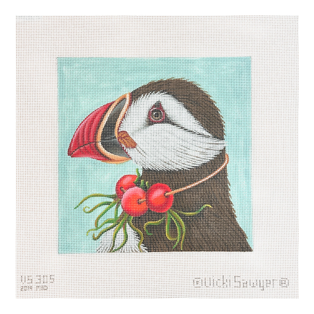 Melissa Shirley Designs Vicki Sawyer Bella The Puffin Needlepoint Canvas