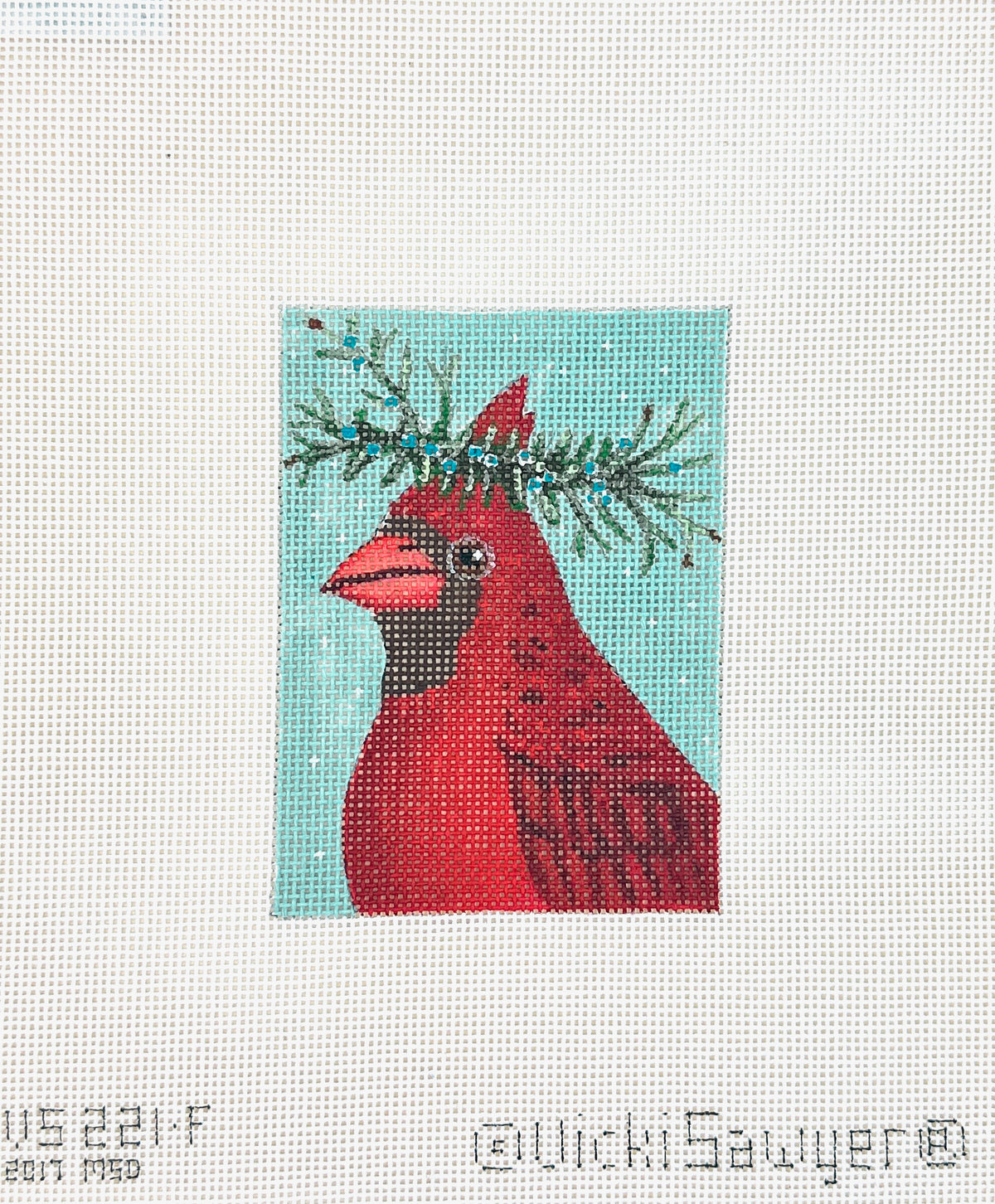 Melissa Shirley Designs Vicki Sawyer Cardinal with Cedar Crown Needlepoint Canvas