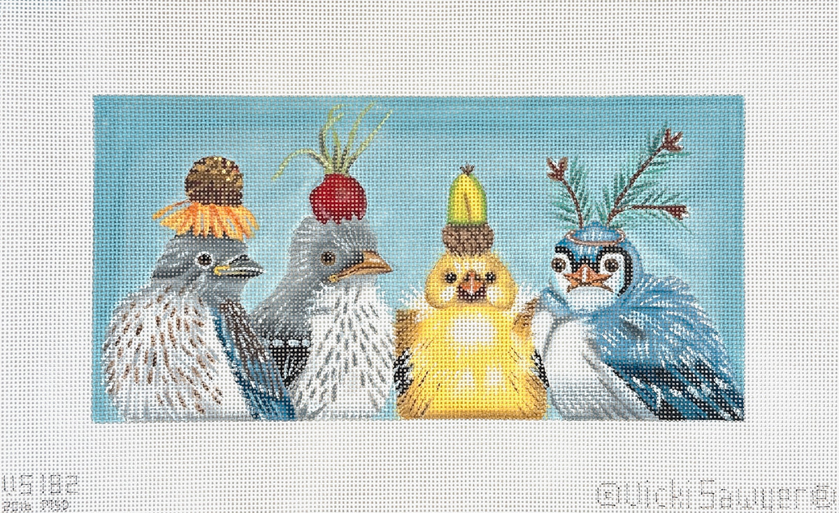 Melissa Shirley Designs Vicki Sawyer First Birthday Birdies Needlepoint Canvas