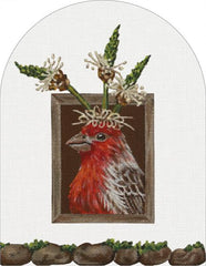 Melissa Shirley Designs Vicki Sawyer Flower Party Window Needlepoint Canvas - Red Bird