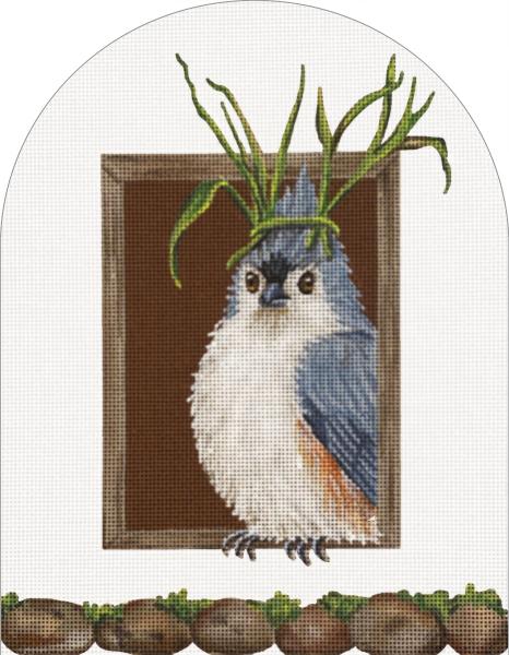 Melissa Shirley Designs Vicki Sawyer Grass Party Window Needlepoint Canvas - Titmouse
