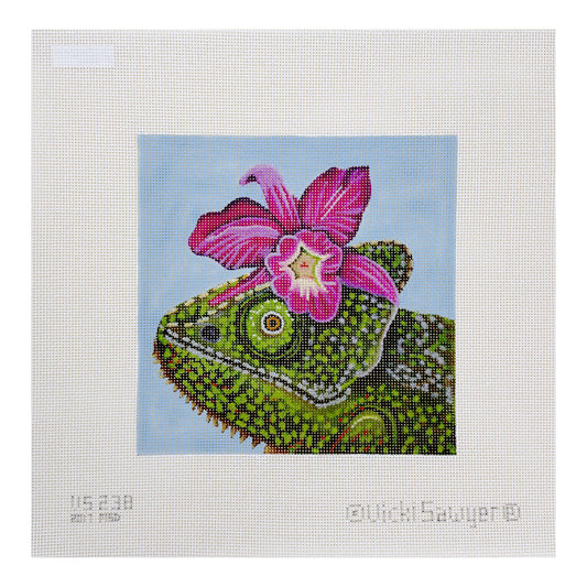 Melissa Shirley Designs Vicki Sawyer Orchid Chameleon Needlepoint Canvas