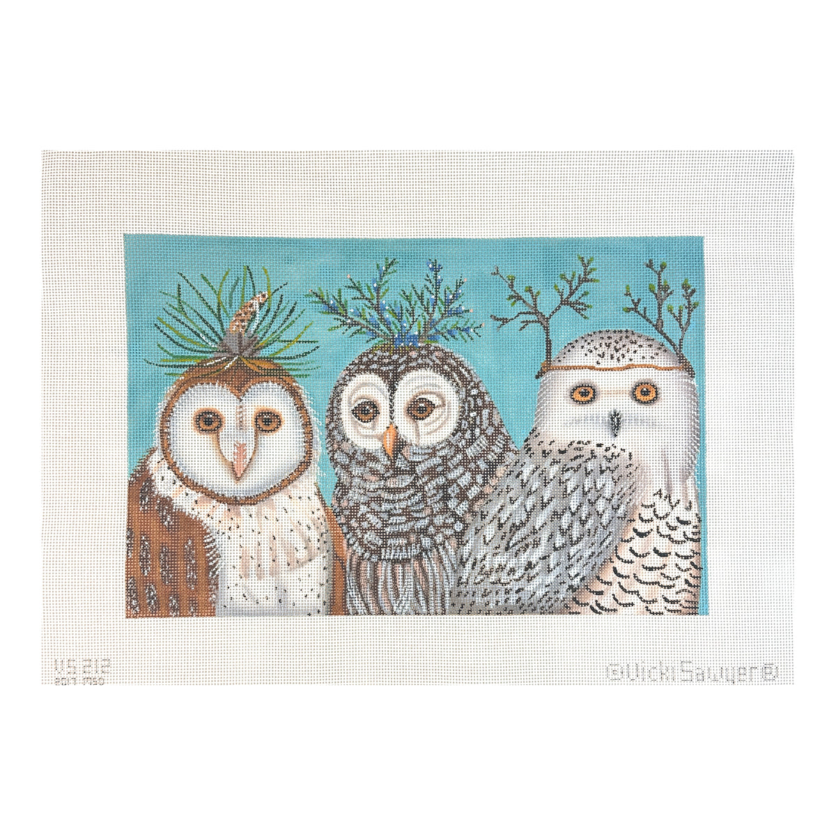 Melissa Shirley Designs Vicki Sawyer Winter Owls Needlepoint Canvas - 13M