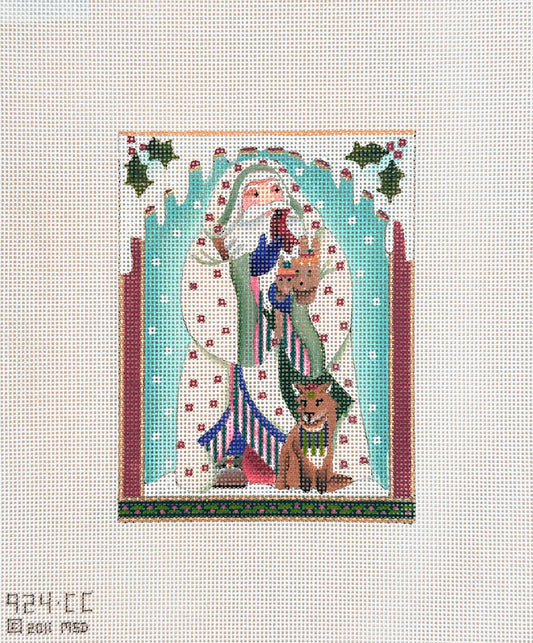 Melissa Shirley Designs White Robe Woodland Santa Needlepoint Canvas
