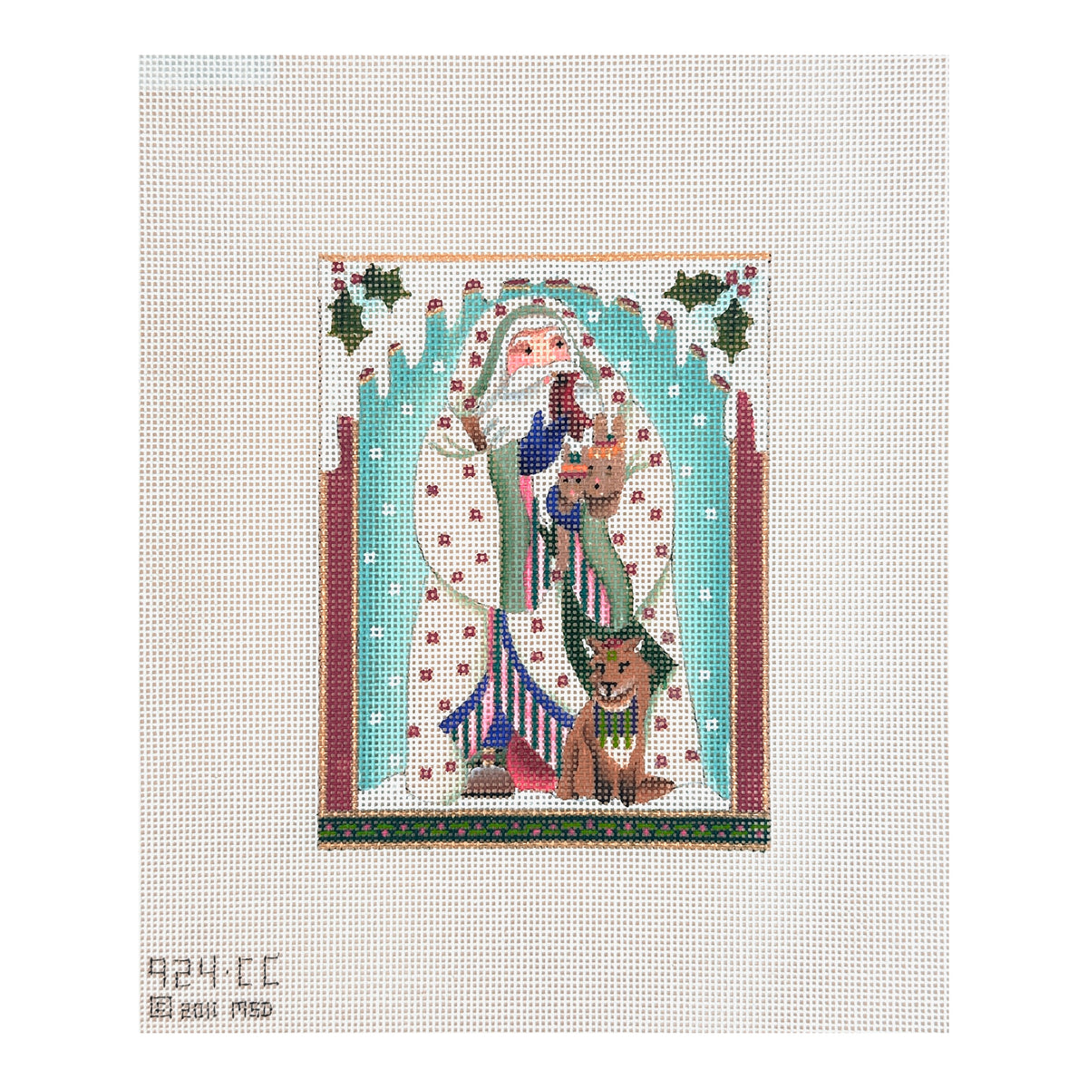 Melissa Shirley Designs White Robe Woodland Santa Needlepoint Canvas