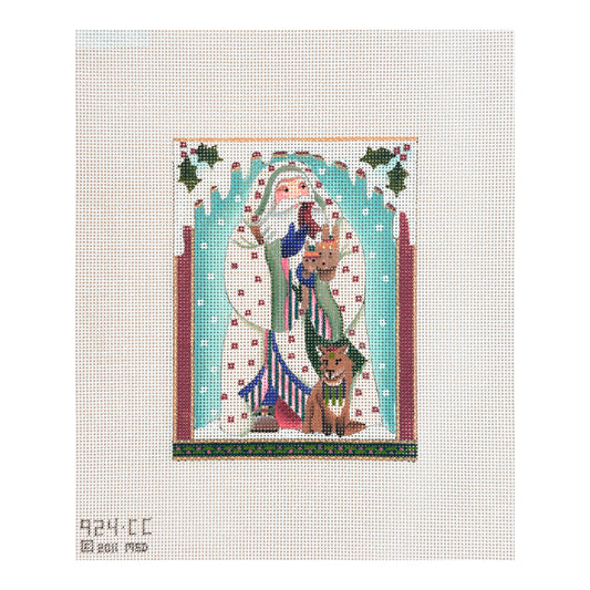 Melissa Shirley Designs White Robe Woodland Santa Needlepoint Canvas
