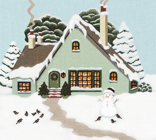 Melissa Shirley Designs Winter Green House Needlepoint Canvas