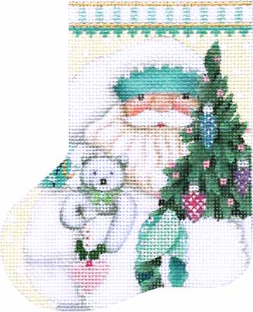 Melissa Shirley Designs Winter White Santa Mini Stocking Needlepoint Canvas