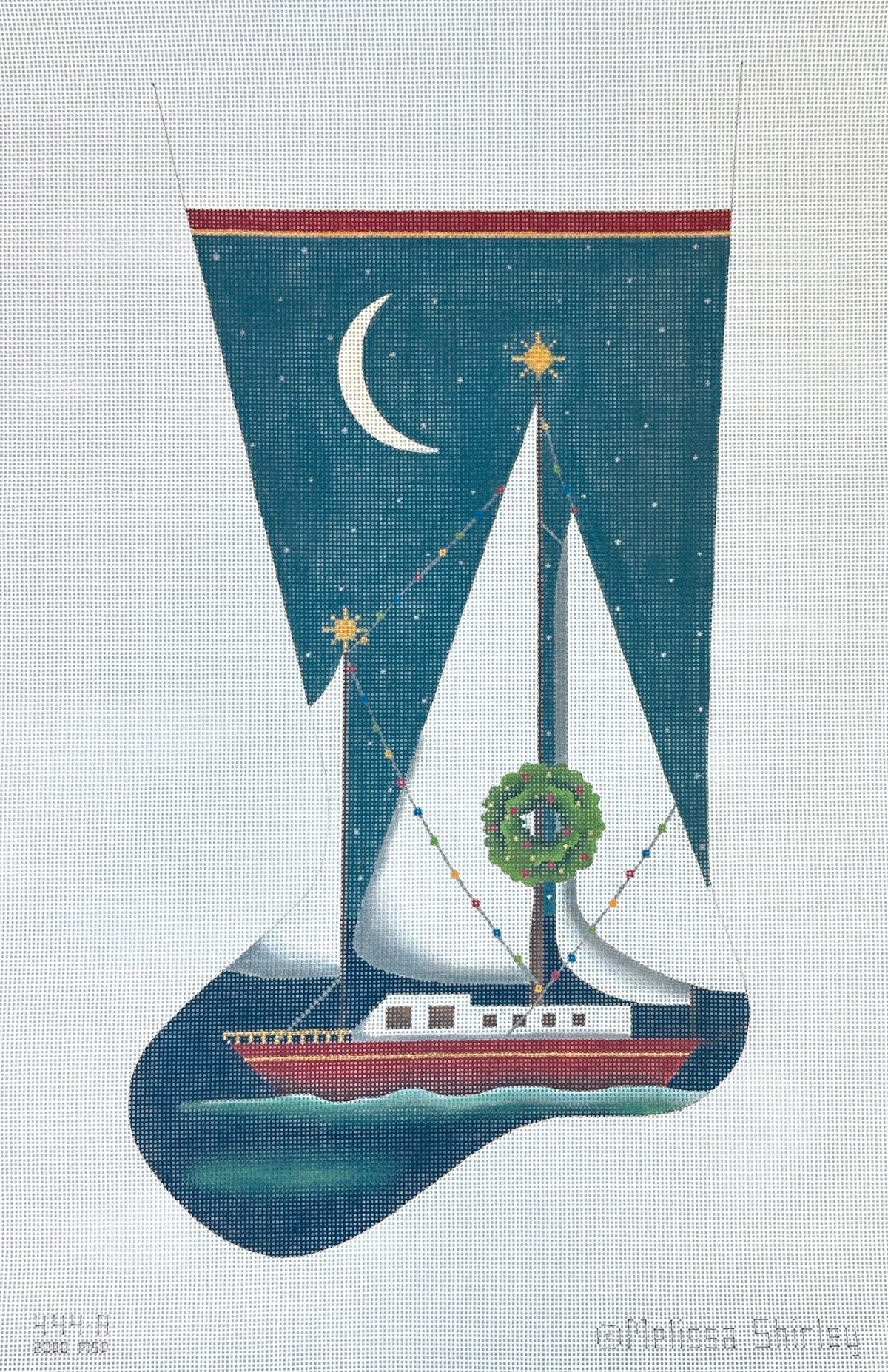 Melissa Shirley Designs Wreath Boat Stocking Needlepoint Canvas