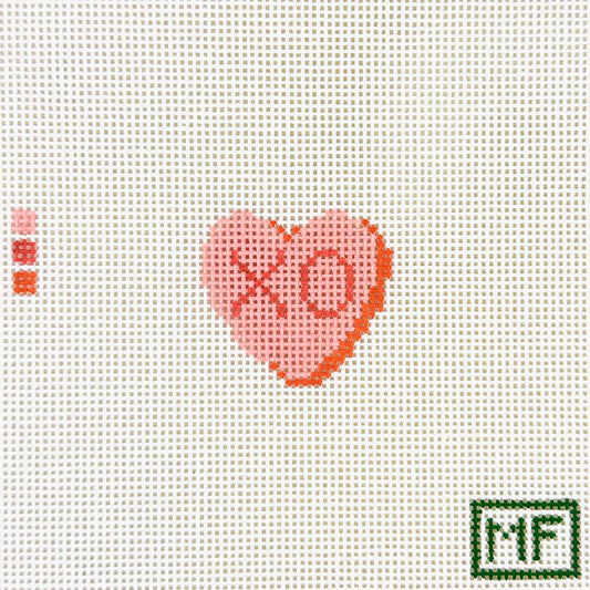 MF Needlepoint Mini XO Heart Needlepoint Canvas - Pink