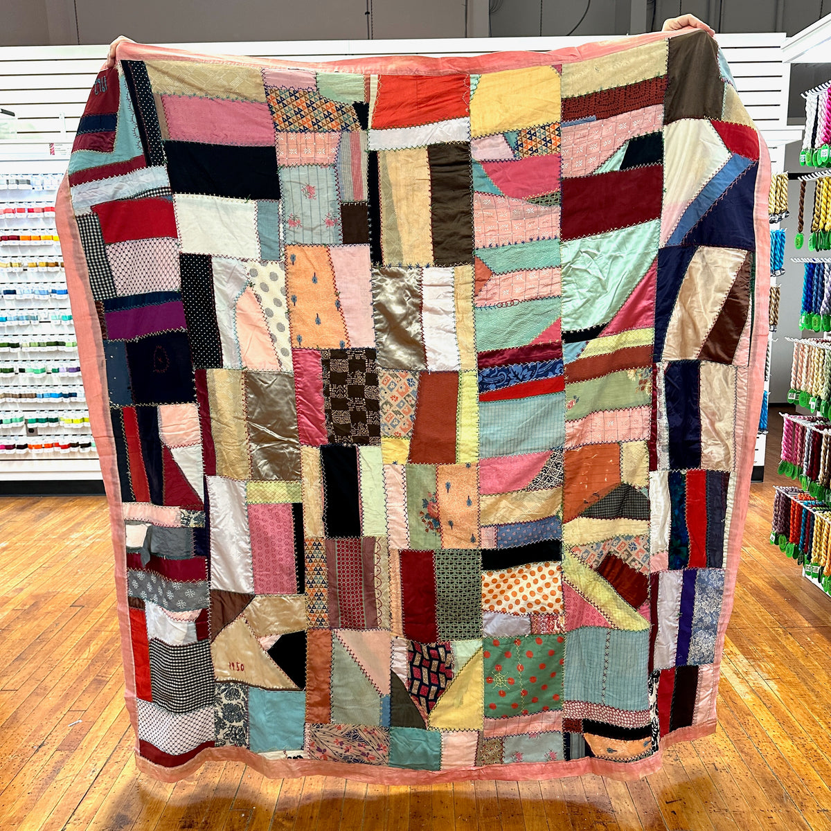 Mid Century Vintage Crazy Quilt - Dated 1950 and 1962