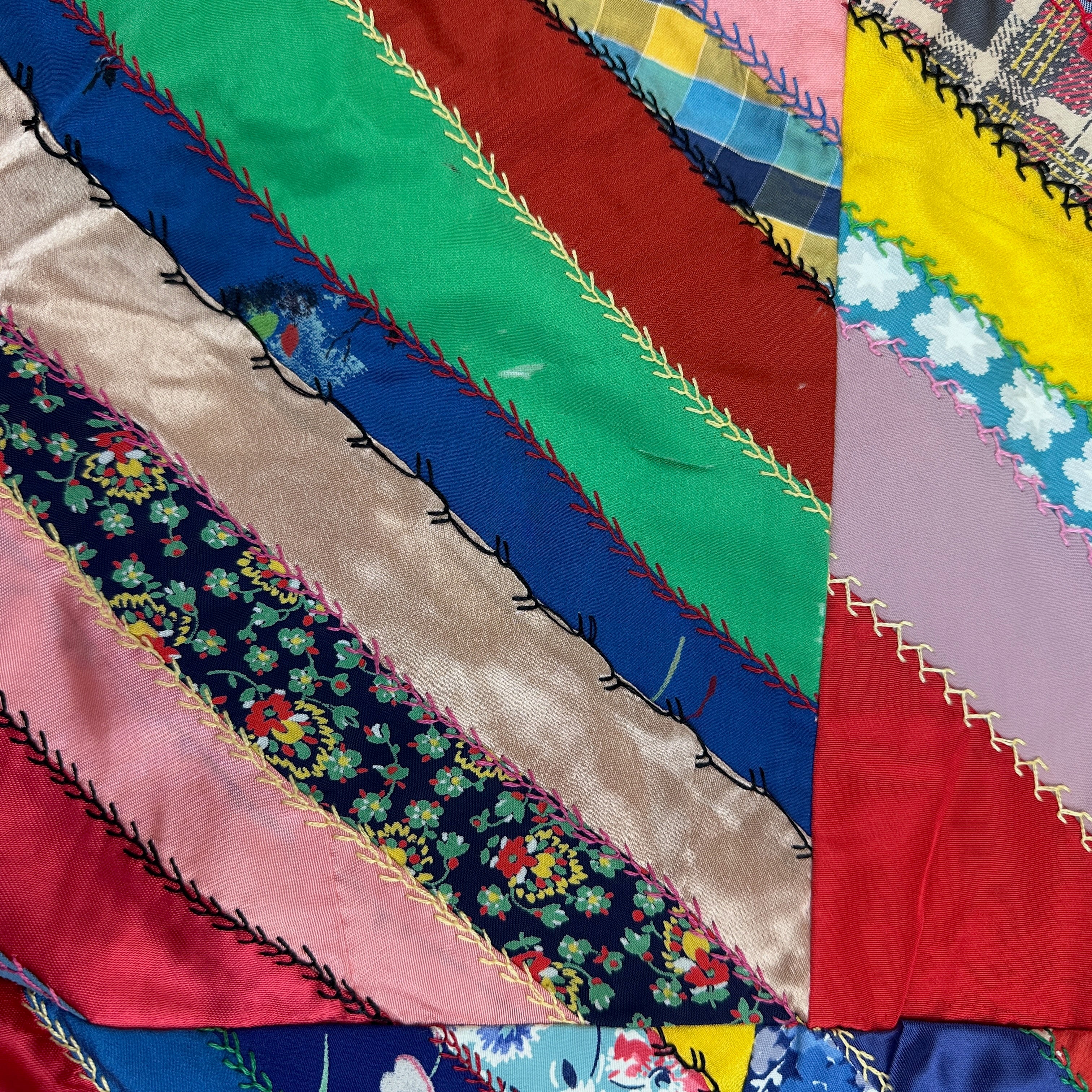 Mid Century Vintage Throw Size Diagonal Stripe Block Patchwork Quilt ...