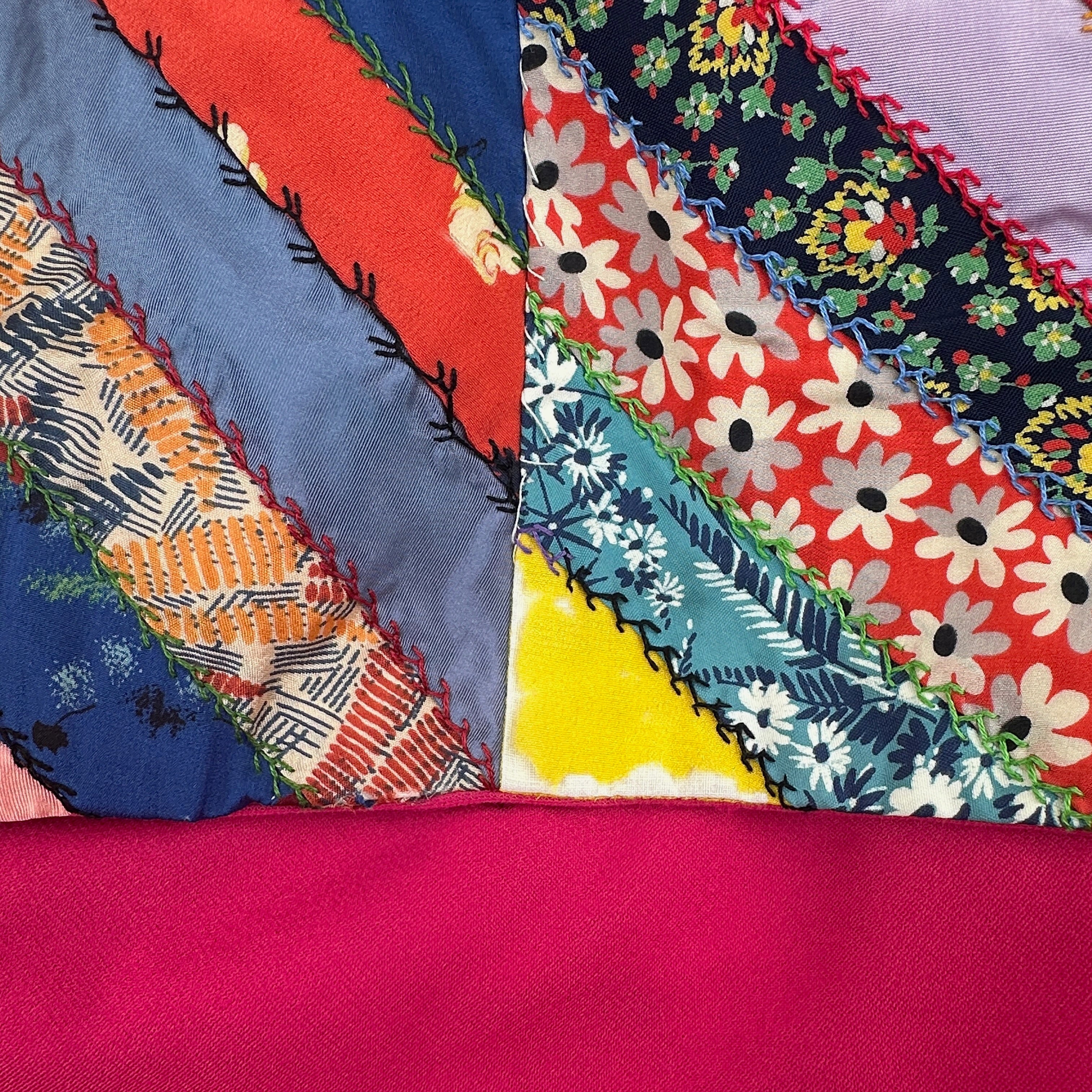 Mid Century Vintage Throw Size Diagonal Stripe Block Patchwork Quilt ...