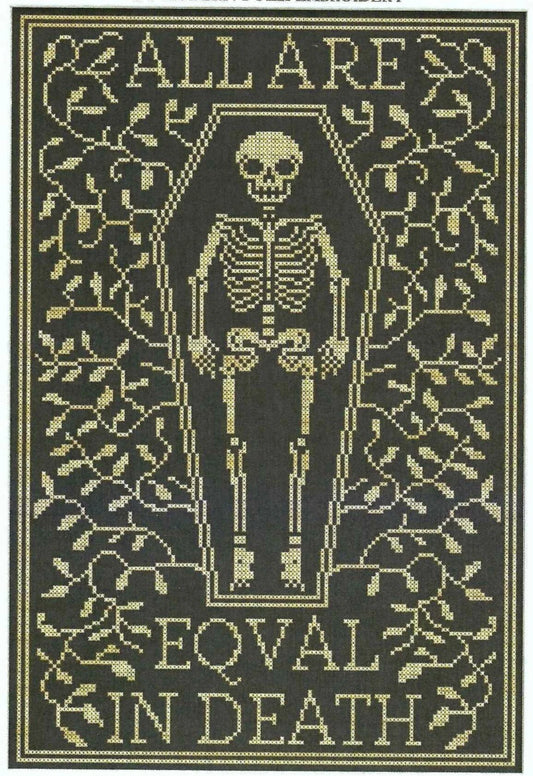 Modern Folk Embroidery All Are Equal in Death Cross Stitch Pattern