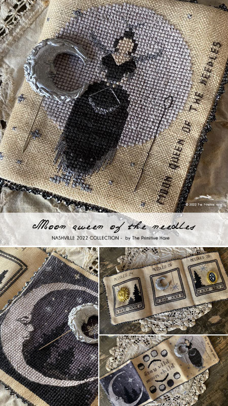 The Primitive Hare Queen of the Needles - Moon Cross Stitch Pattern