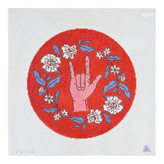 Mopsey Designs Jenny Koland: I Love You Round Needlepoint Canvas