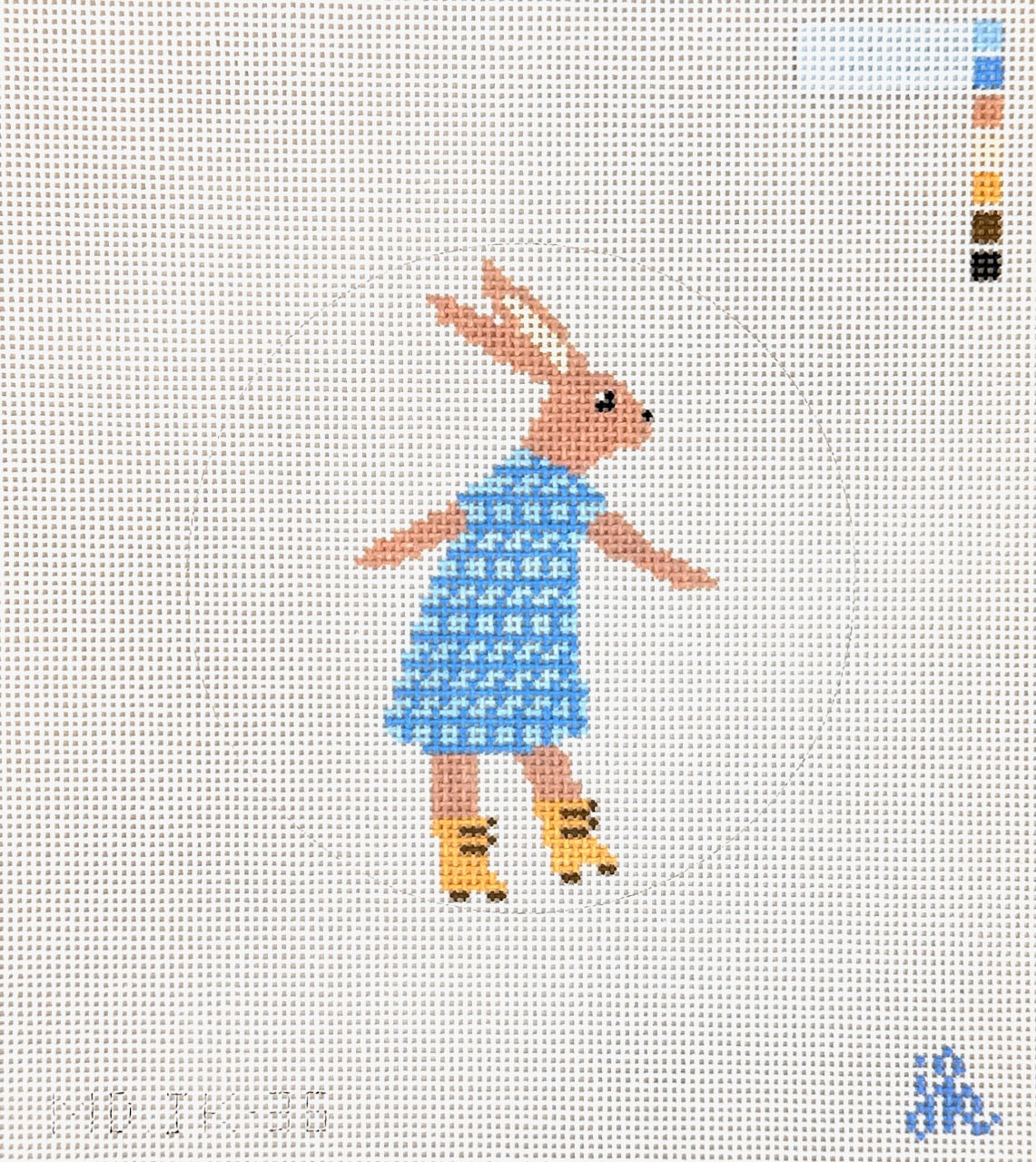 Mopsey Designs Jenny Koland Roller Bunny Needlepoint Canvas