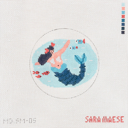 Mopsey Designs Sara Maese Mermaid Needlepoint Canvas