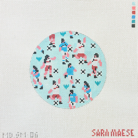 Mopsey Designs Sara Mease Soccer Players Needlepoint Canvas